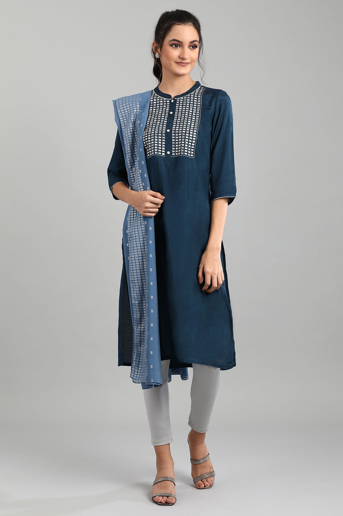 Blue Printed Dupatta