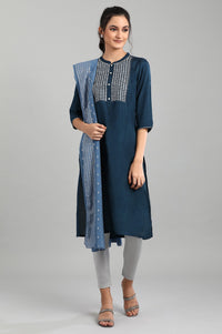 Blue Printed Dupatta