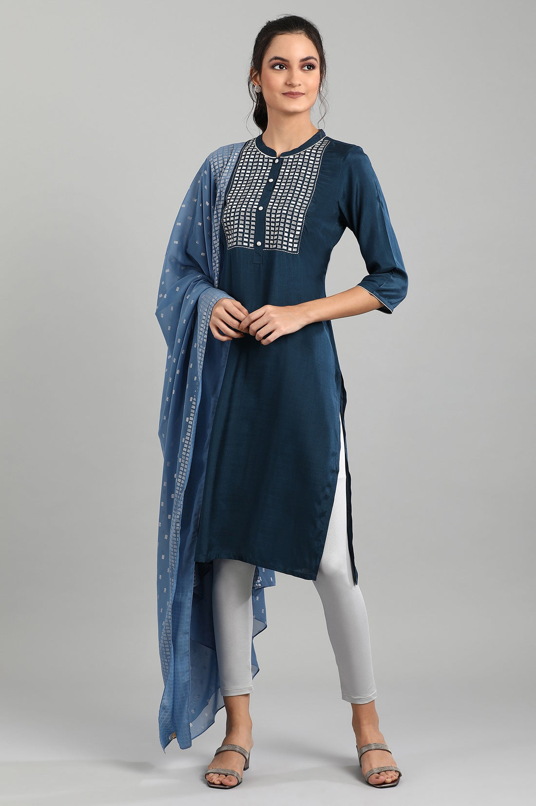 Blue Printed Dupatta