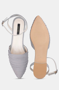 Grey Pointed Toe Striped Flat - ZBridget