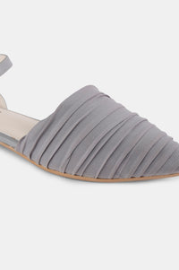 Grey Pointed Toe Striped Flat - ZBridget