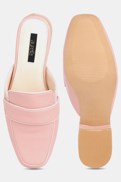 Pink Square Toe Solid Flat - ZCarmen