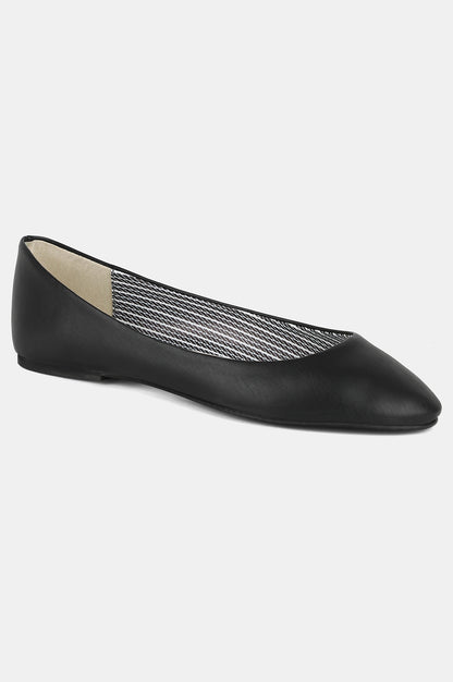 Aurelia Black Round Toe Solid Flat - ZLessie