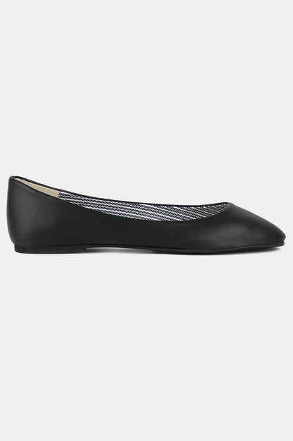 Aurelia Black Round Toe Solid Flat - ZLessie