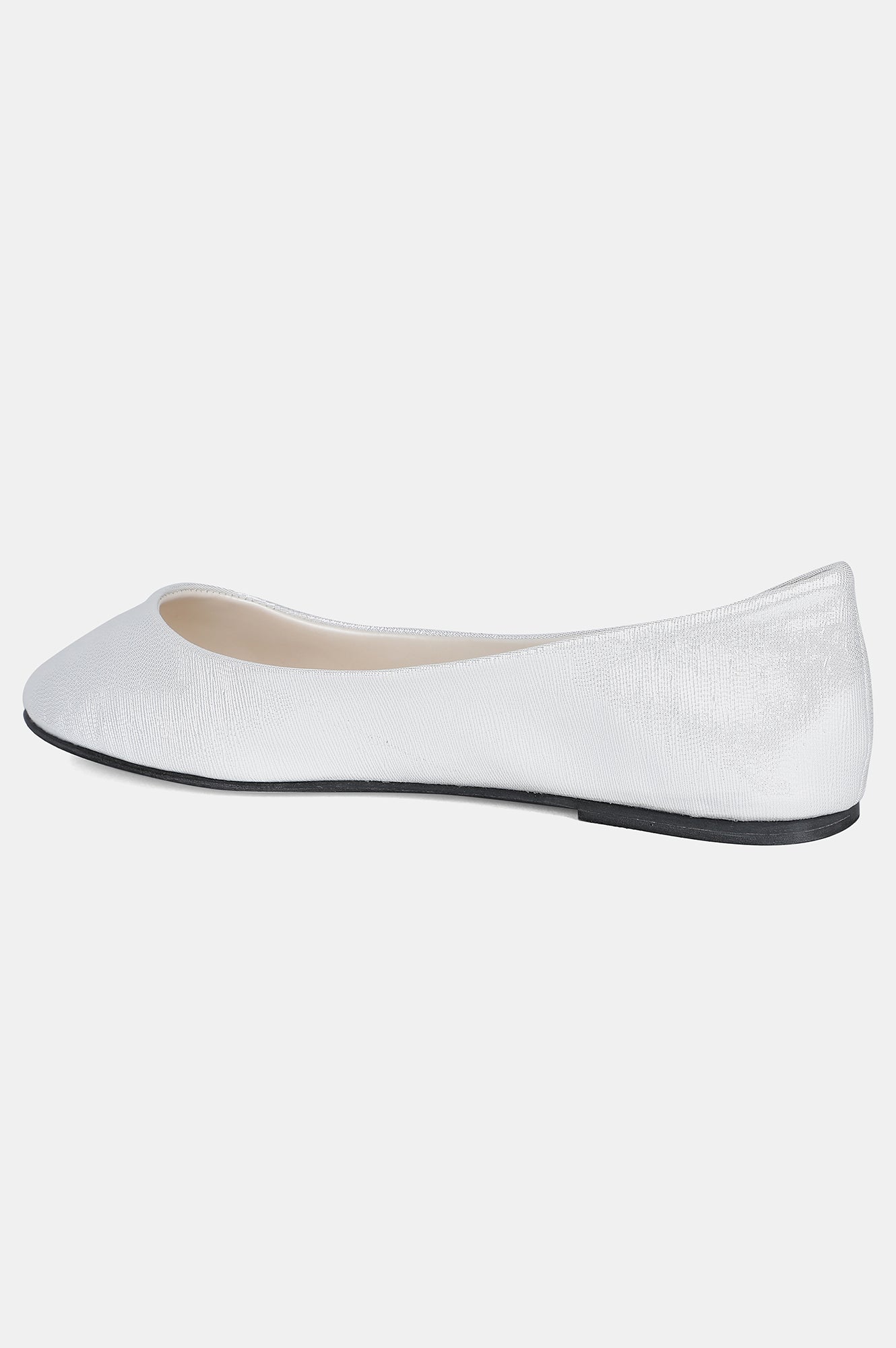 Silver Round Toe Textured Flat - ZLessie