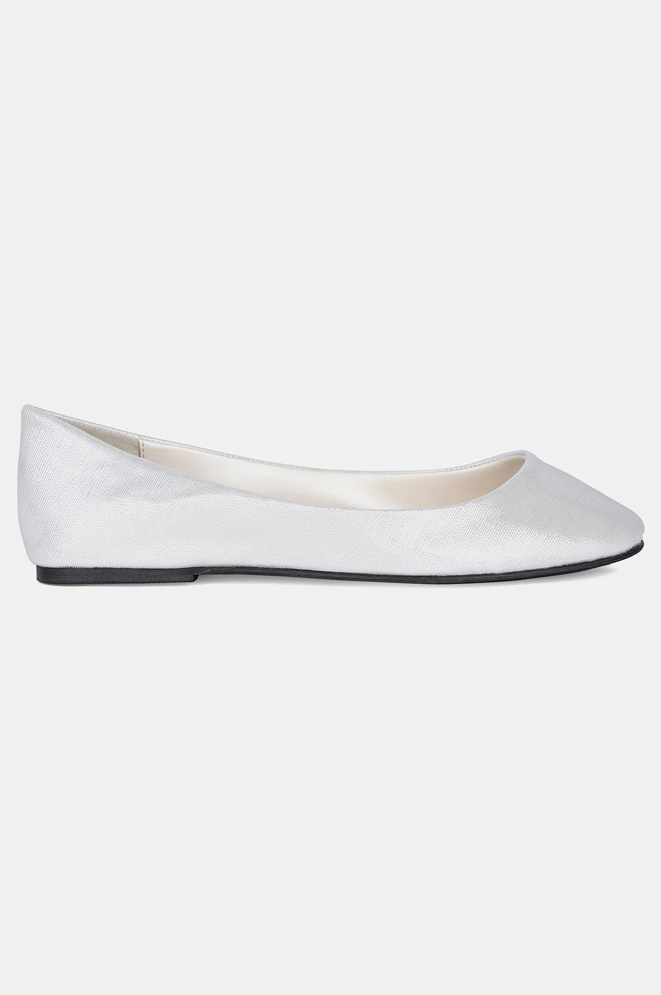 Silver Round Toe Textured Flat - ZLessie