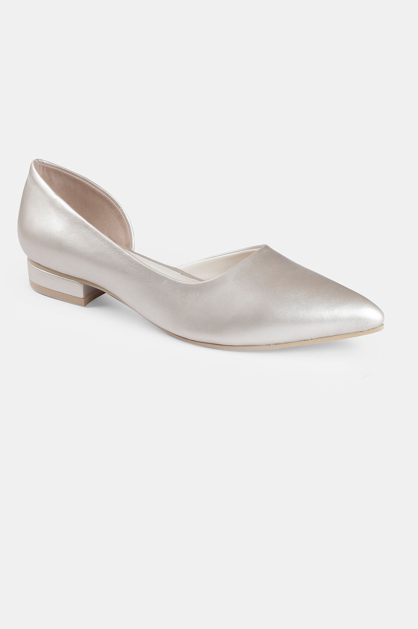 Gold Pointed Toe Mettalic Flat - ZCharlyne