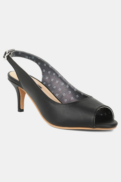 Black Round Toe Solid Stiletto - ZClara