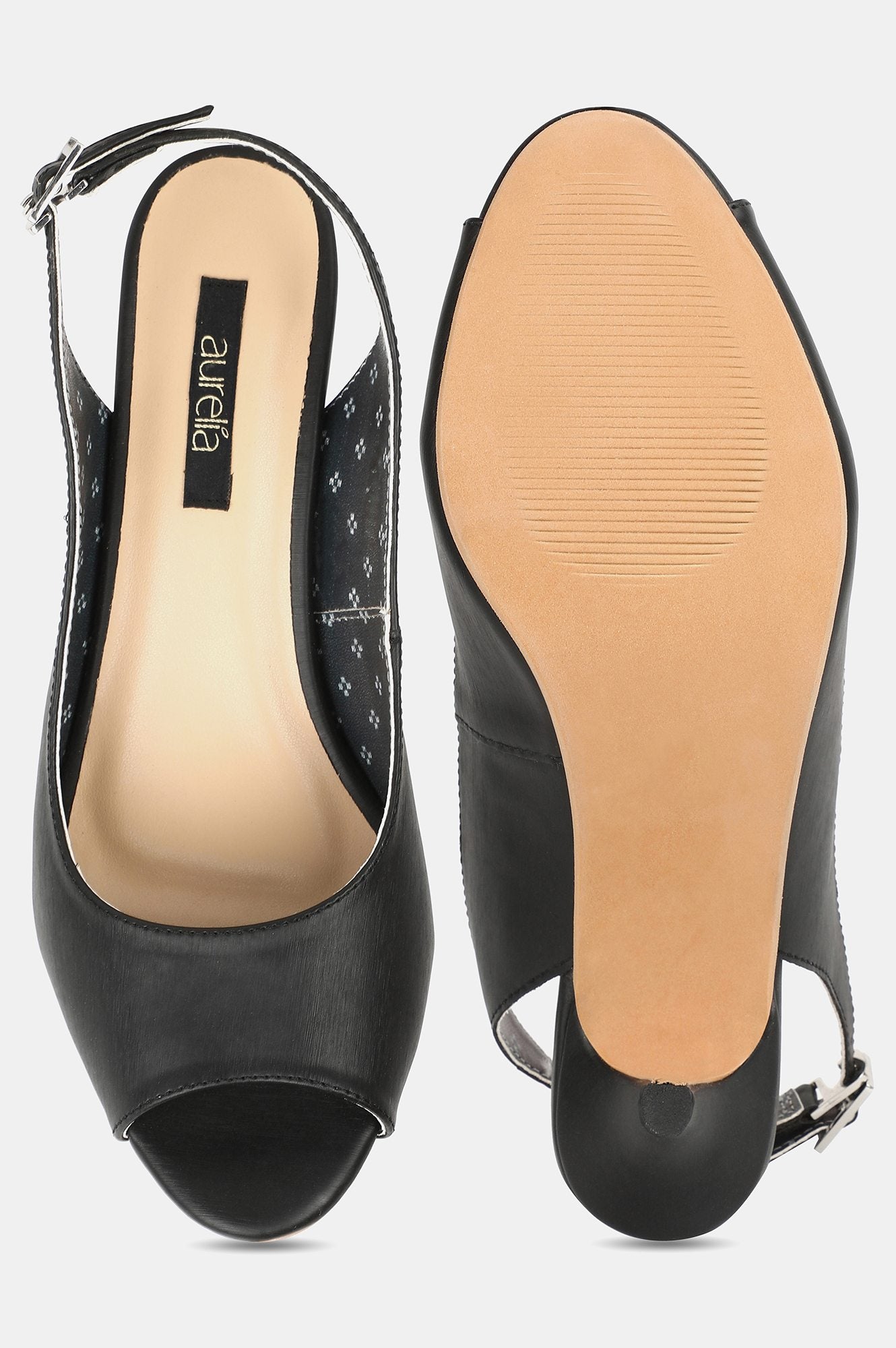 Black Round Toe Solid Stiletto - ZClara