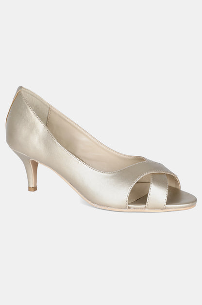 Gold Almond Toe Textured Stiletto - ZConnie