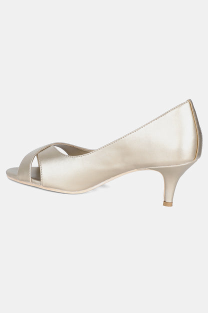 Gold Almond Toe Textured Stiletto - ZConnie