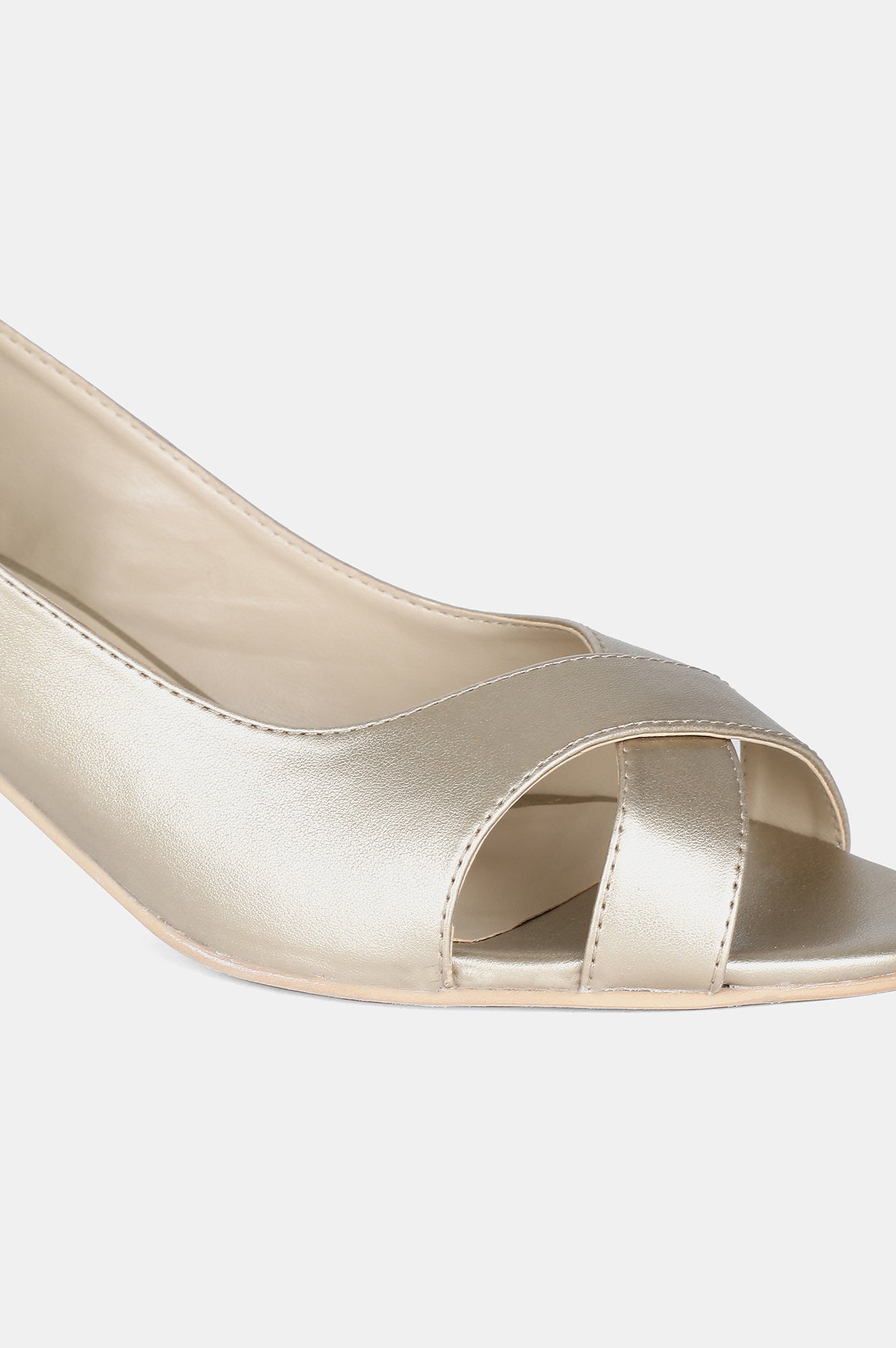 Gold Almond Toe Textured Stiletto - ZConnie