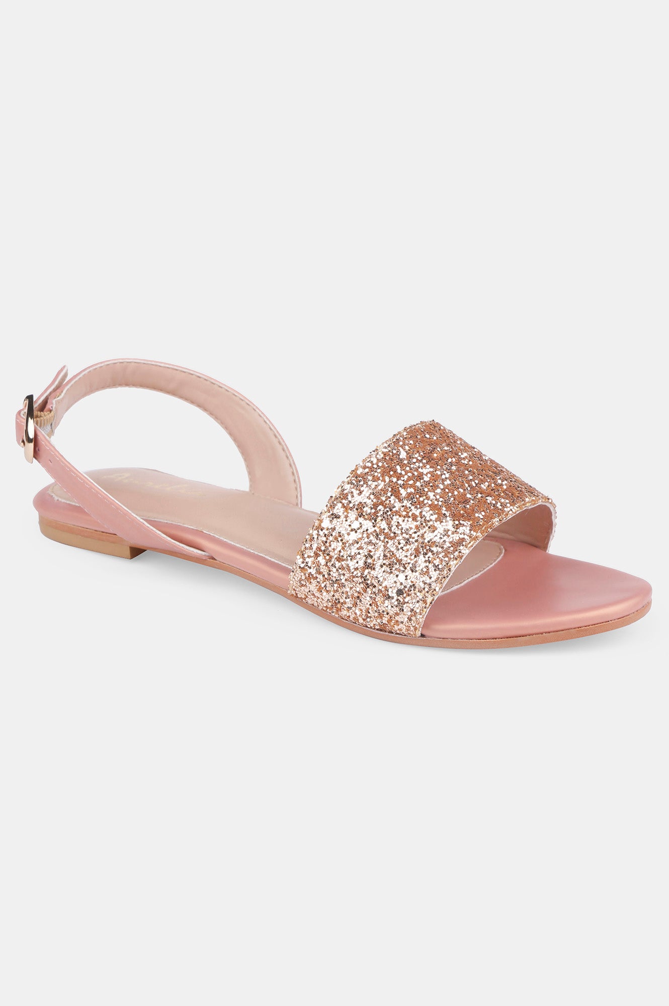Rose Gold Almond Toe Textured Flat - ZDelia
