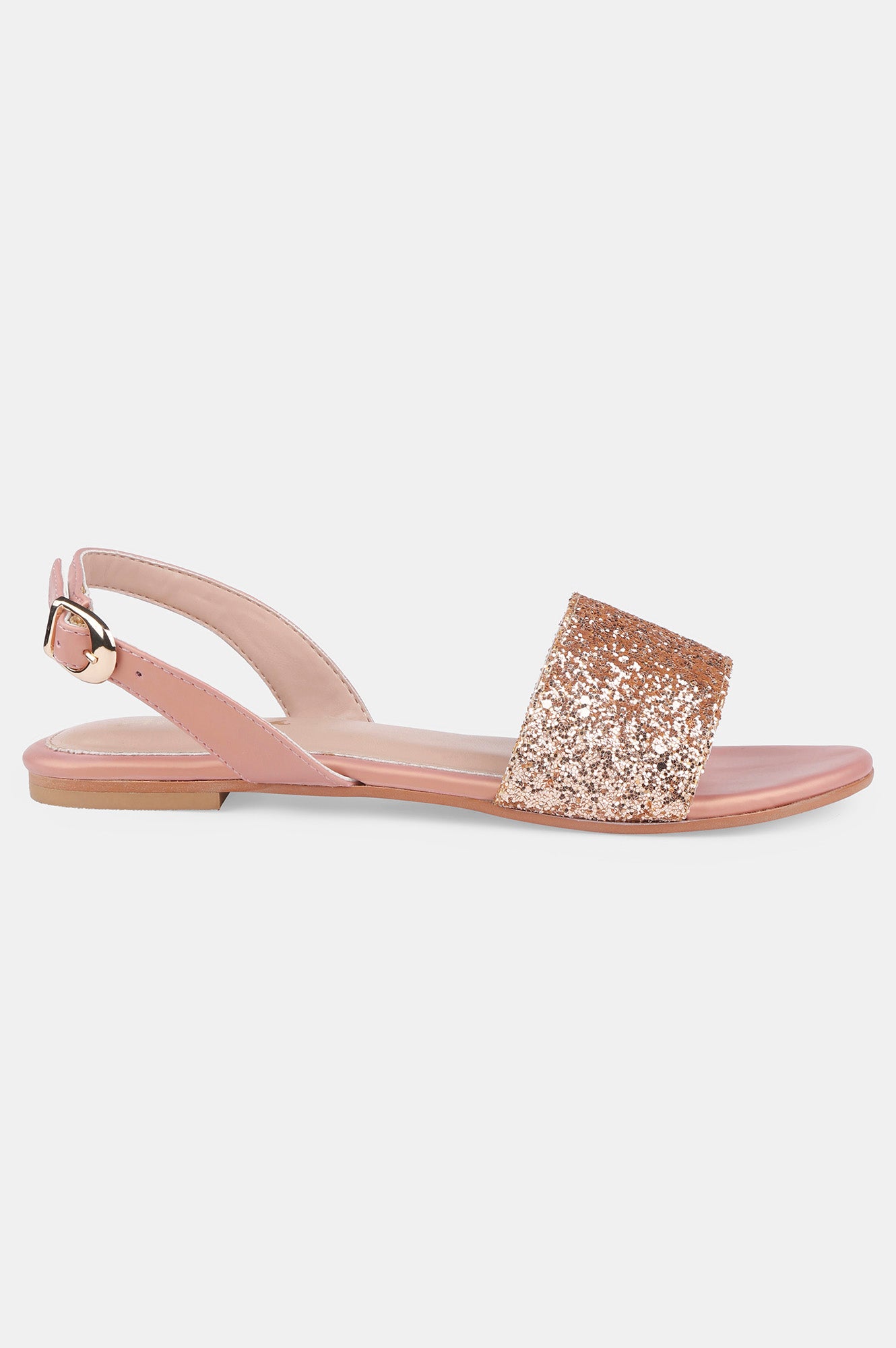 Rose Gold Almond Toe Textured Flat - ZDelia