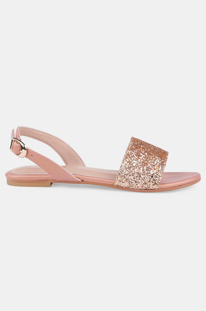 Rose Gold Almond Toe Textured Flat - ZDelia