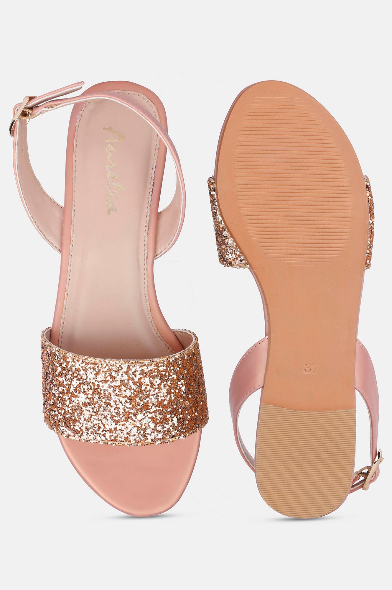 Rose Gold Almond Toe Textured Flat - ZDelia