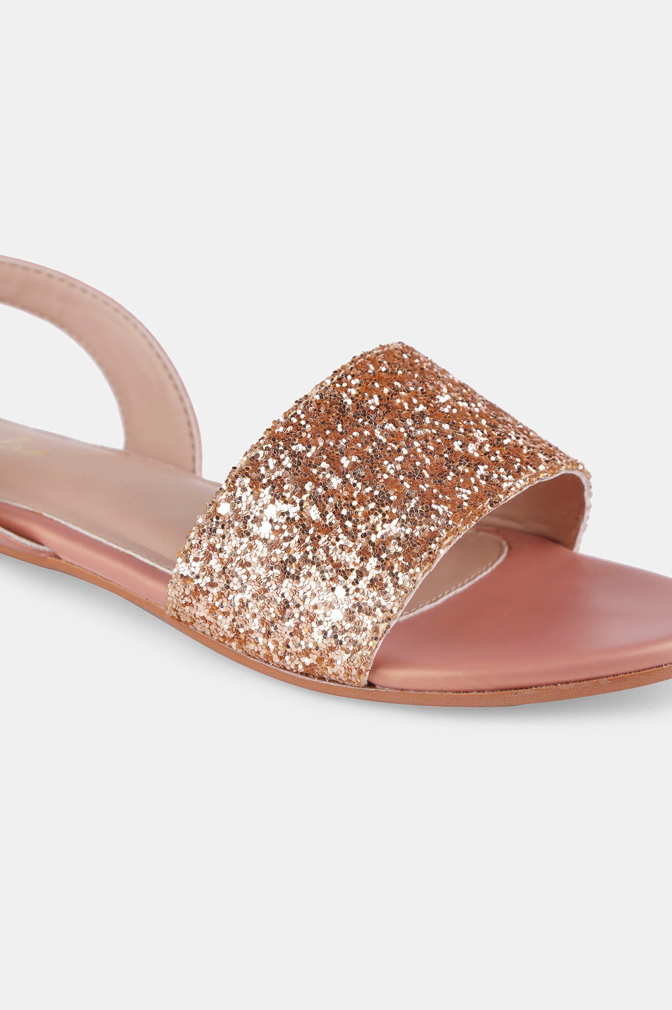 Rose Gold Almond Toe Textured Flat - ZDelia