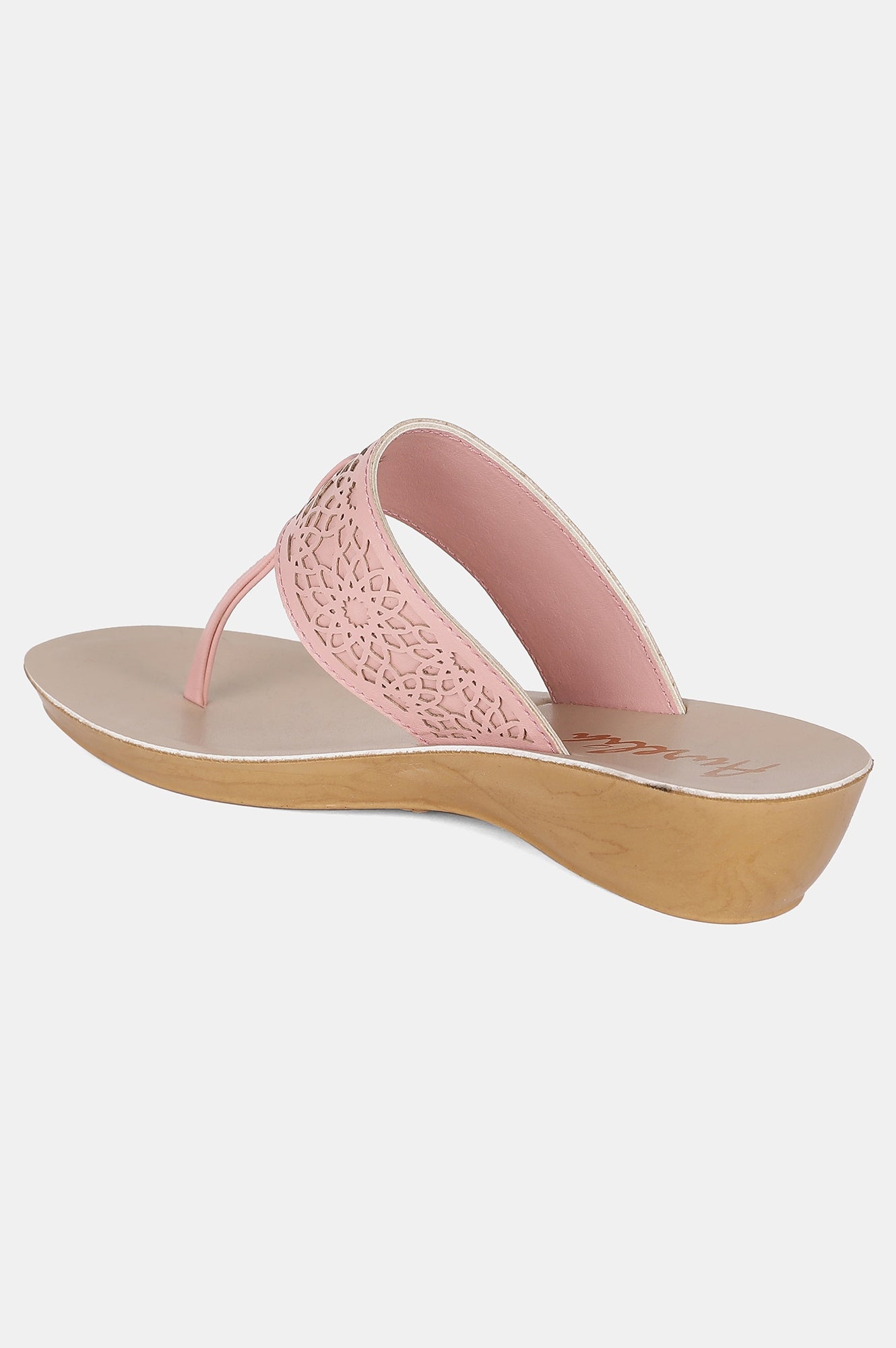 Pink Almond Toe Laser Cut Wedge - ZCynthia