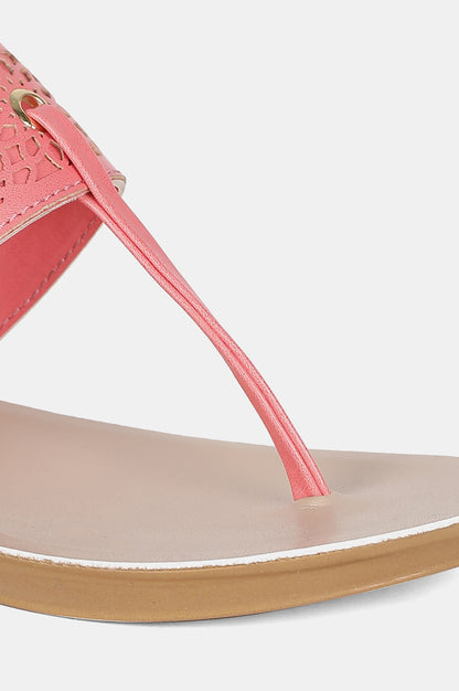 Peach Almond Toe Laser Cut Wedge - ZCynthia