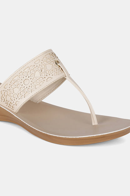 Aurelia Ecru Laser Cut Almond Toe Wedge-Zcynthia