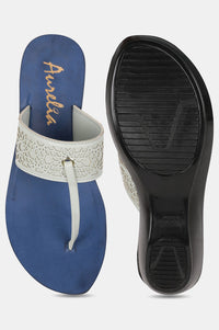 Pastel Green Almond Toe Laser Cut Wedge - ZCynthia