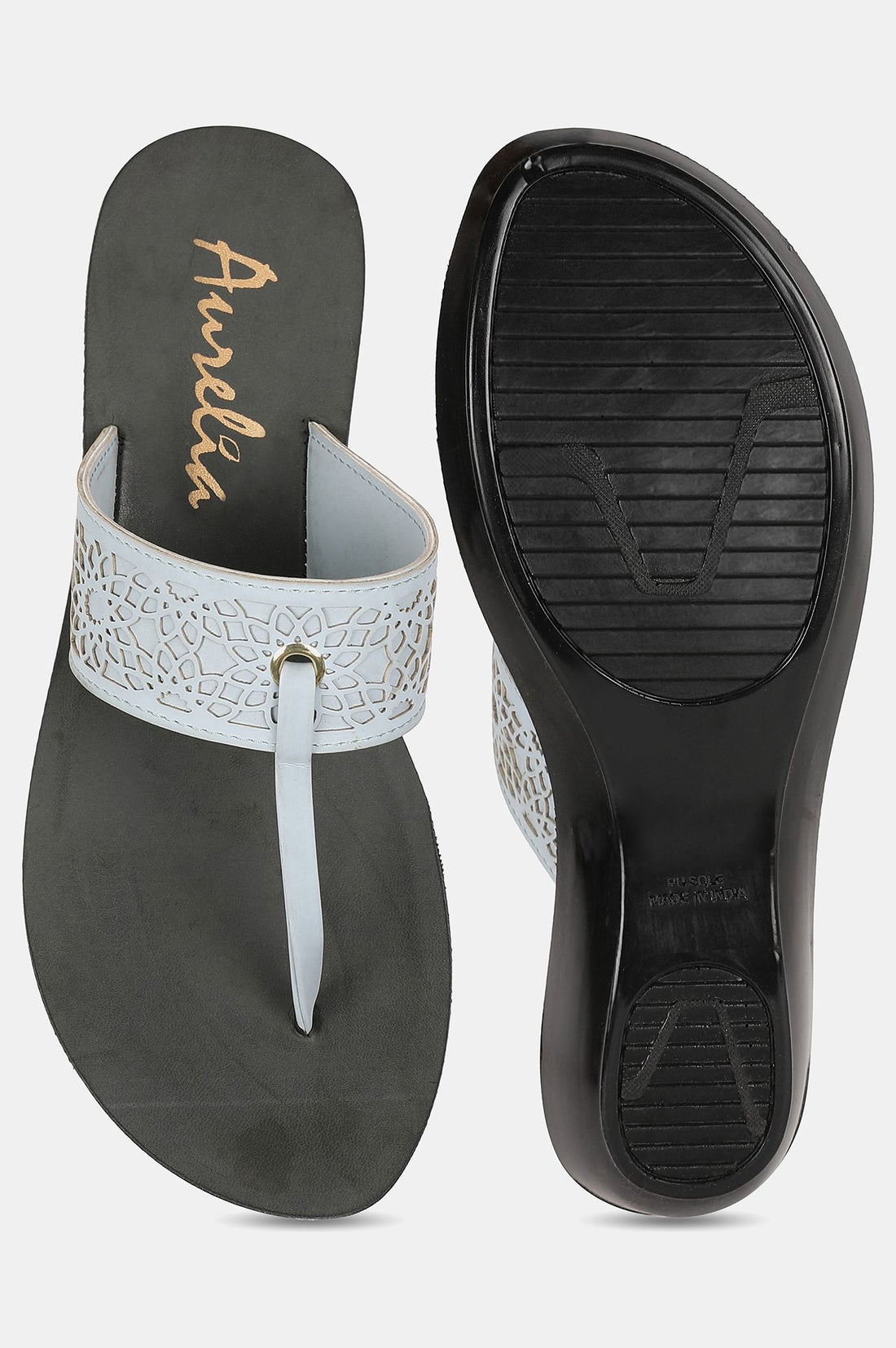 Aurelia Almond Toe Laser Cut Wedge-ZCynthia