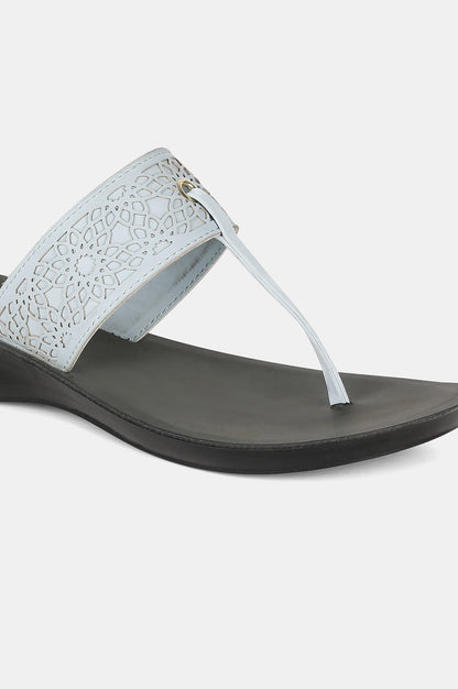 Aurelia Sky Blue Laser Cut Almond Toe Wedge-Zcynthia