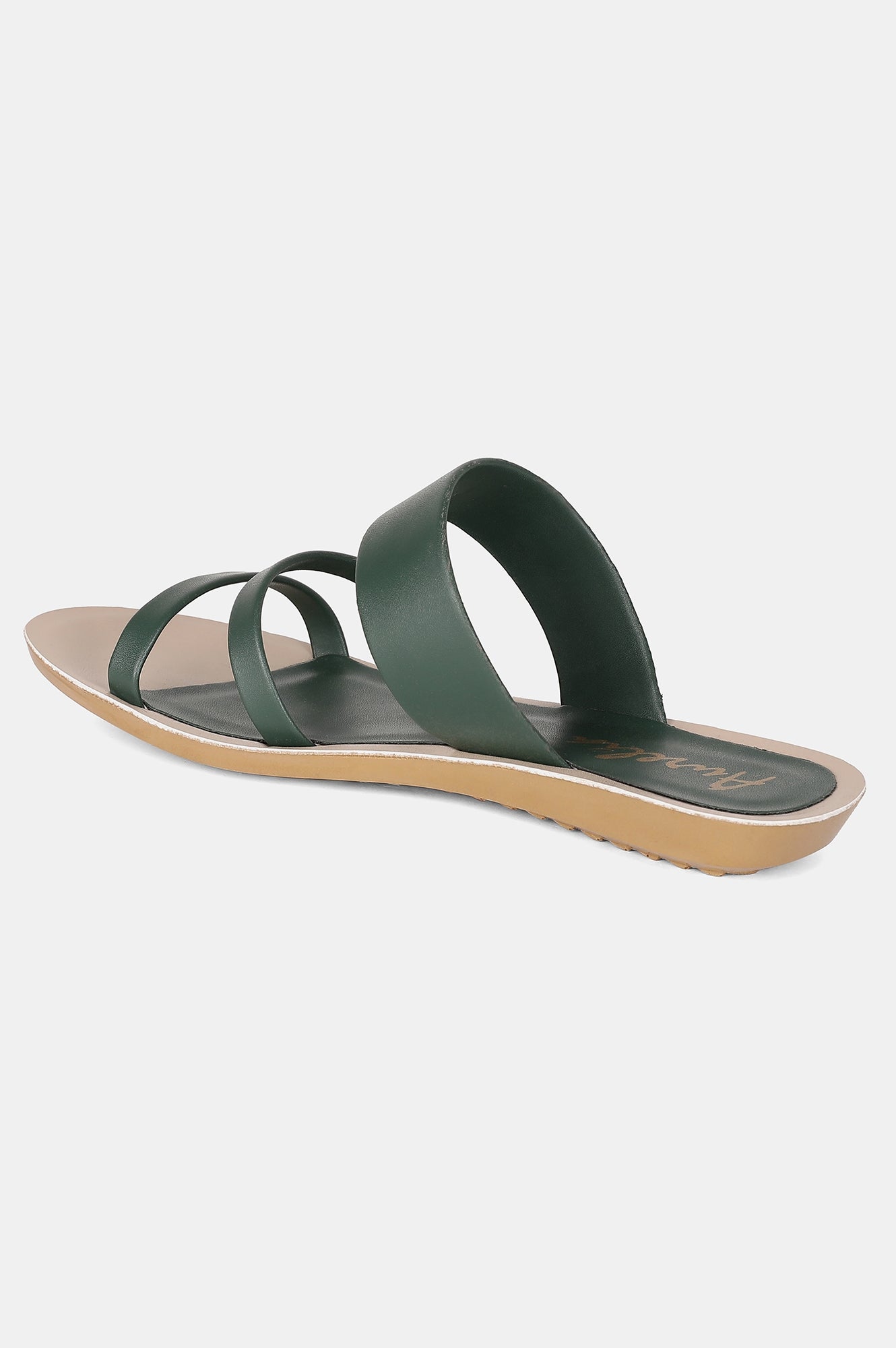 Aurelia Green Solid Almond Toe Flat-Zdaphne