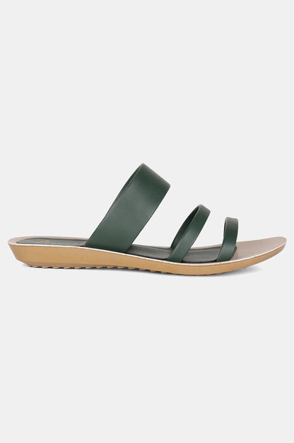 Aurelia Green Solid Almond Toe Flat-Zdaphne