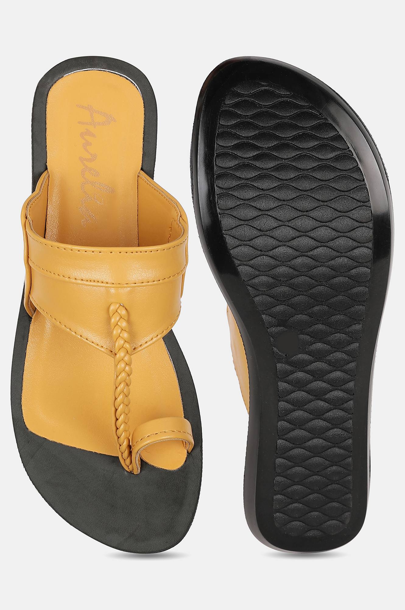 Mustard Almond Toe Solid Flat - ZDarlene