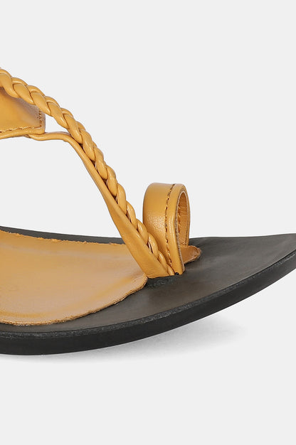 Mustard Almond Toe Solid Flat - ZDarlene