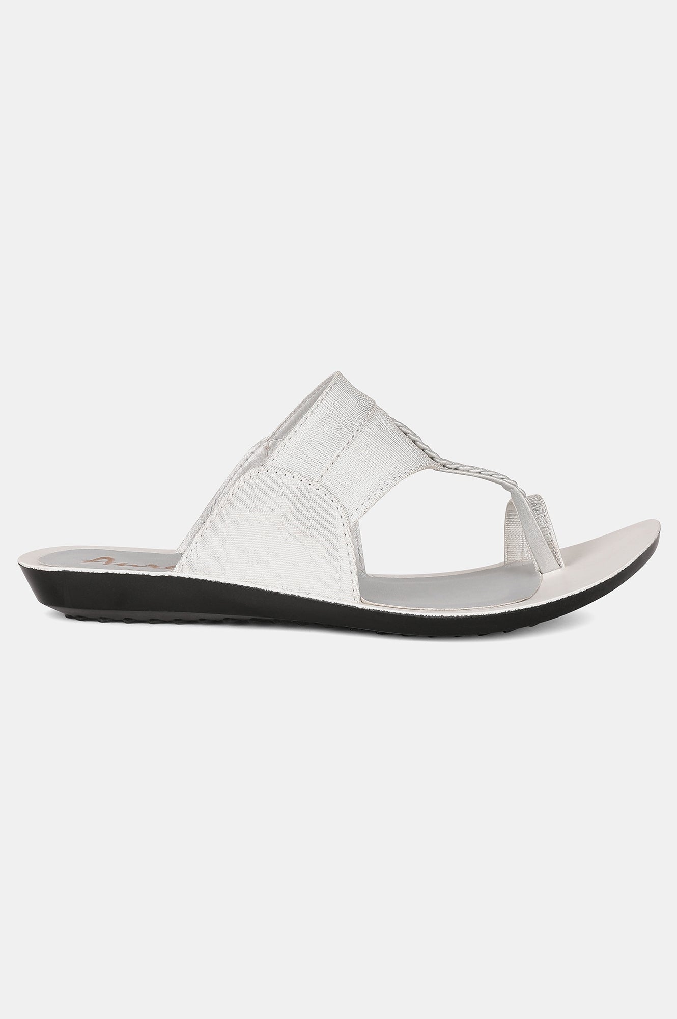 Silver Almond Toe Textured Flat - ZDarlene