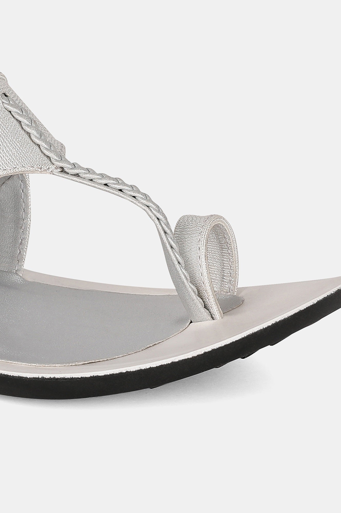 Silver Almond Toe Textured Flat - ZDarlene