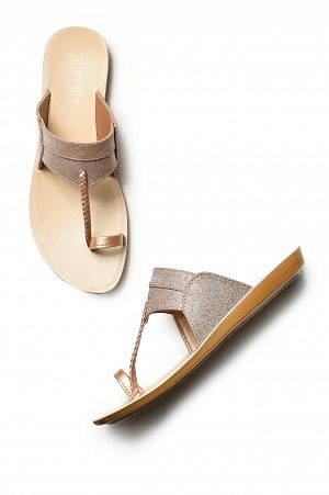 Aurelia Textured Gold Glitter Almond Toe Flat