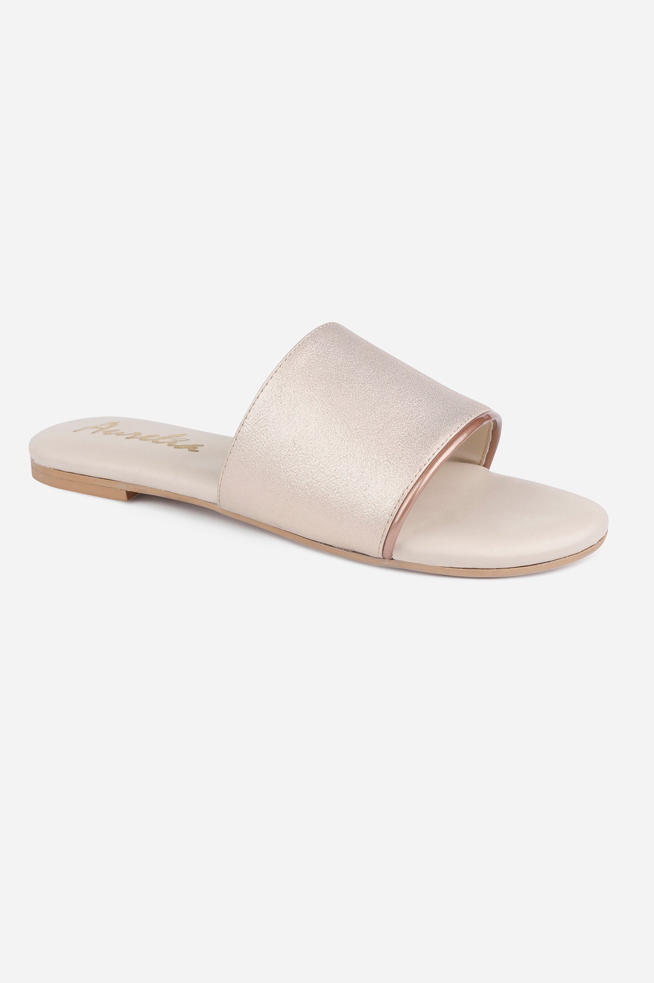 Rose Gold Round Toe Textured Flat - ZDina