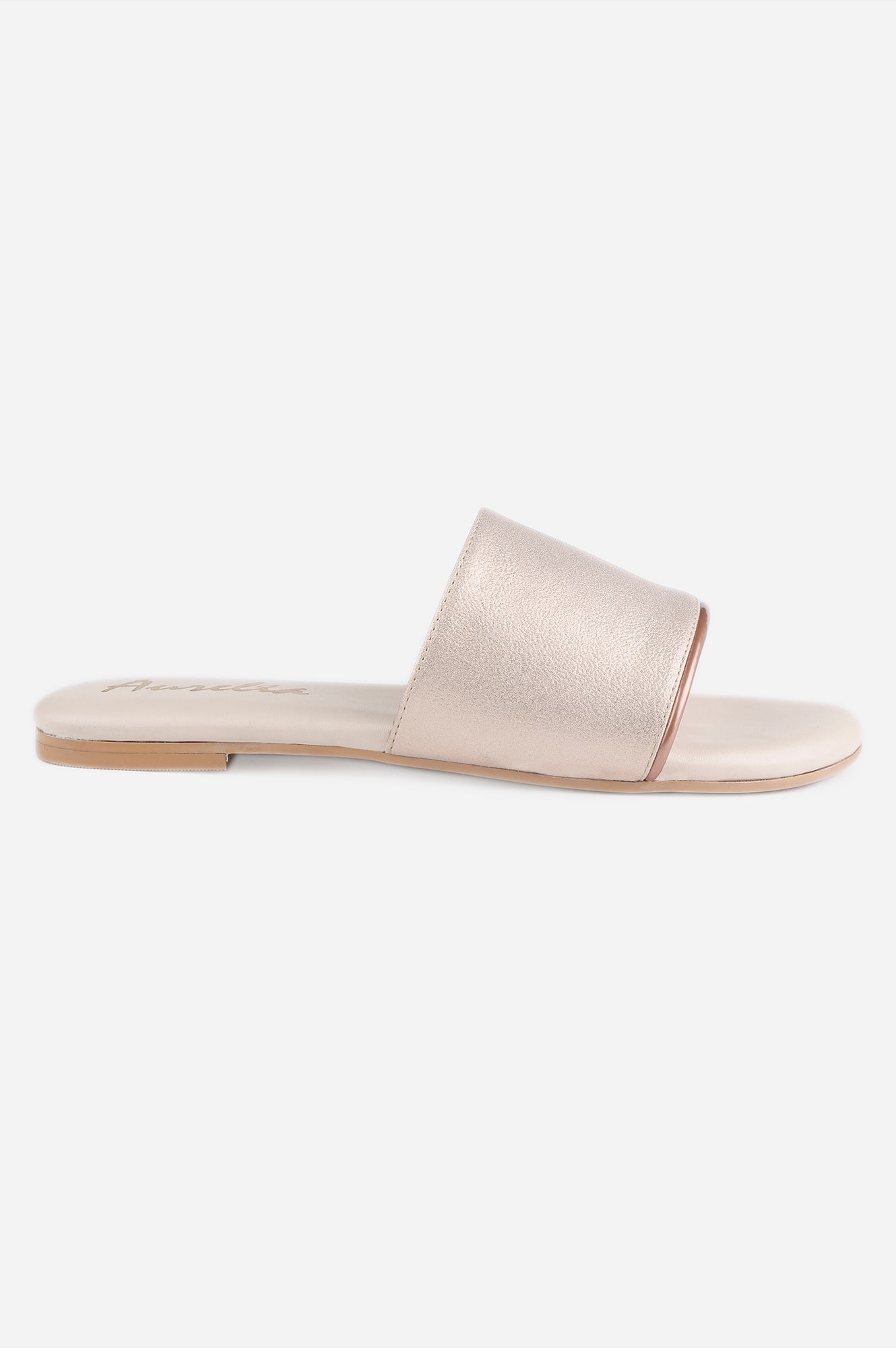 Rose Gold Round Toe Textured Flat - ZDina