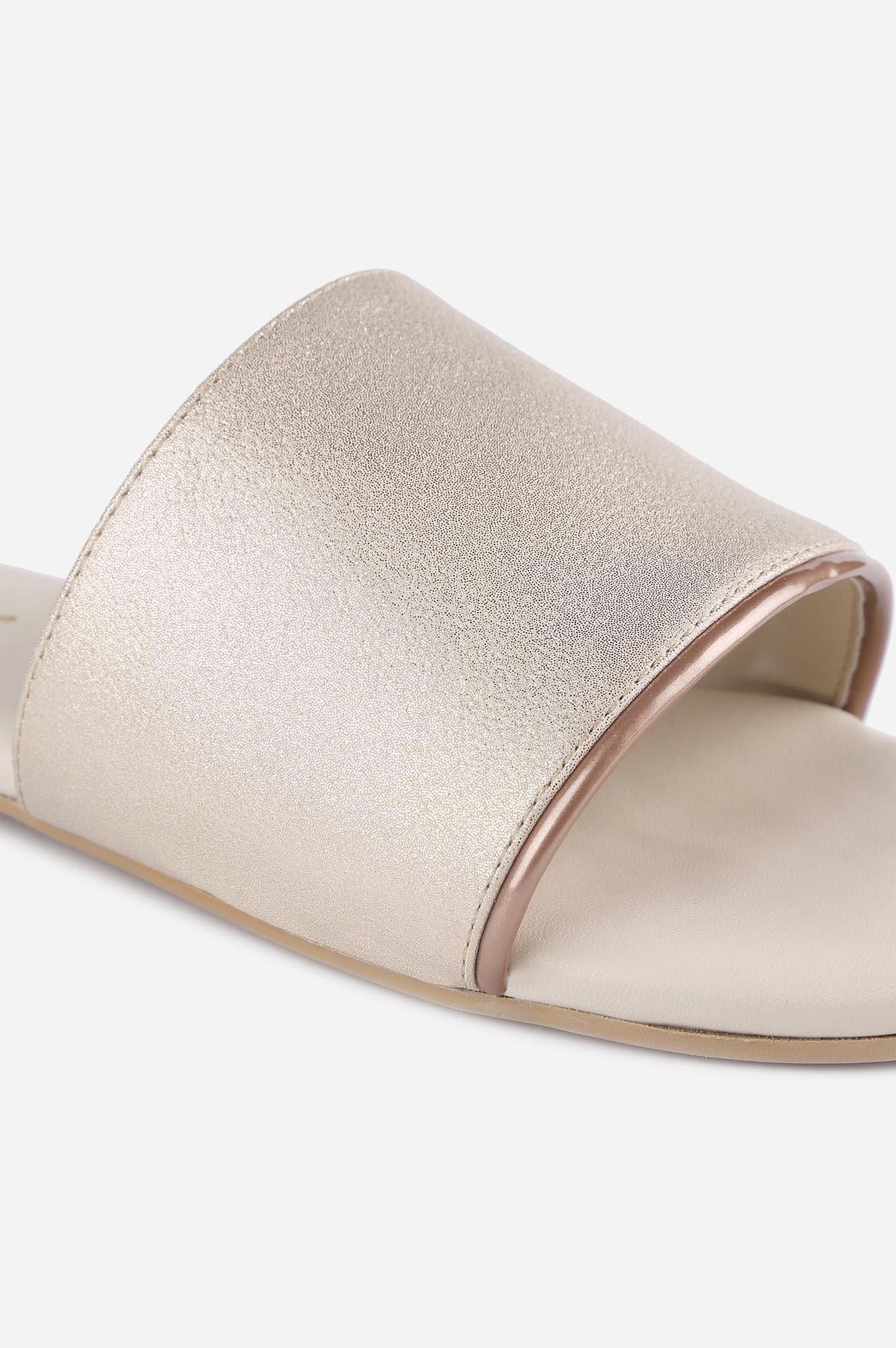 Rose Gold Round Toe Textured Flat - ZDina