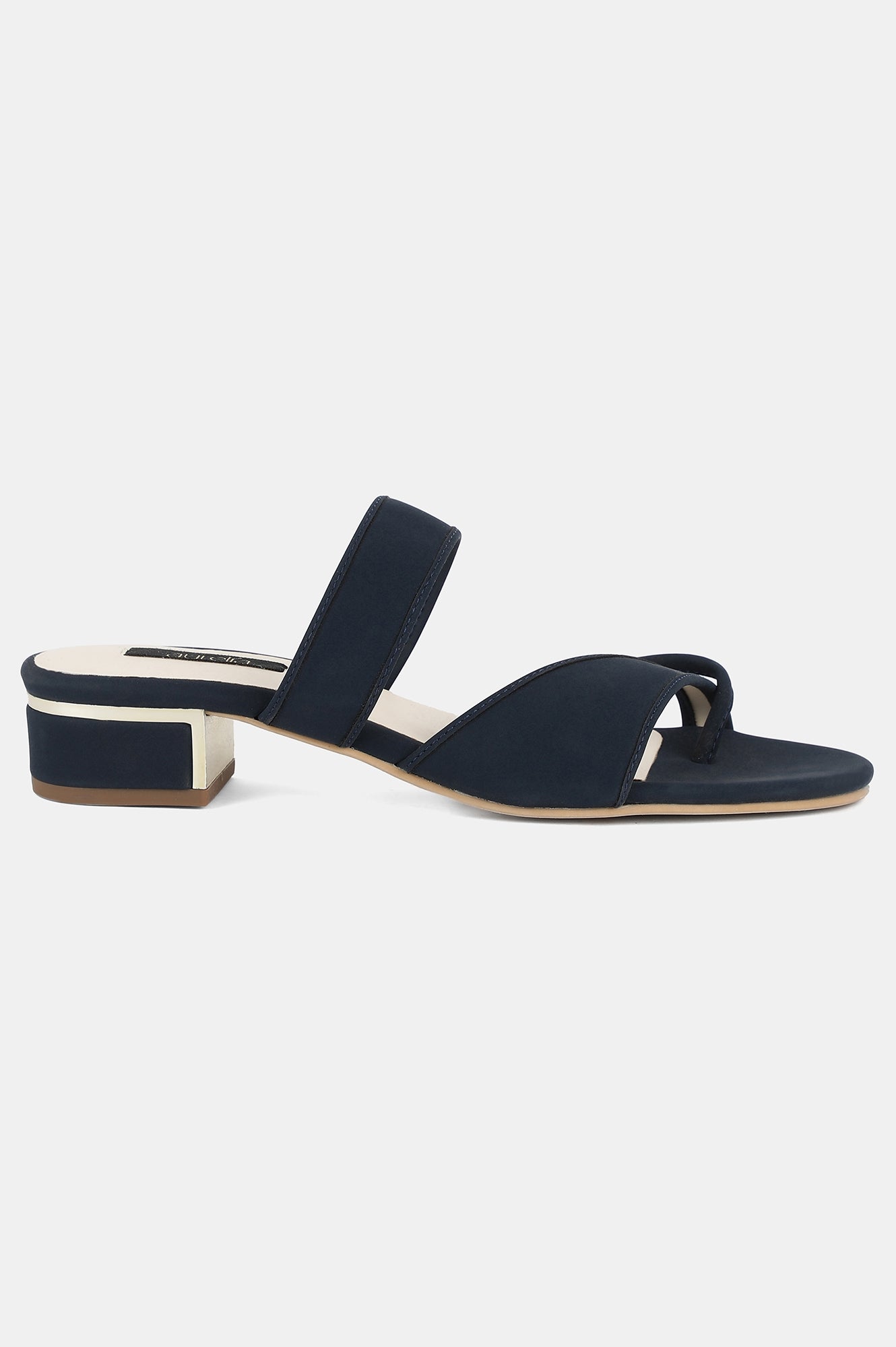 Aurelia Navy Almond Toe Solid Block Heel - ZRegina