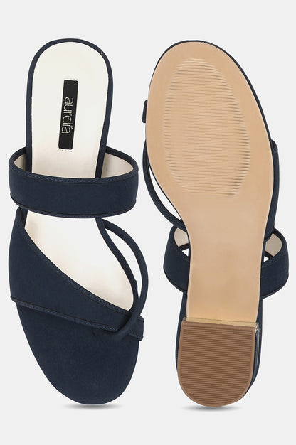 Aurelia Navy Almond Toe Solid Block Heel - ZRegina