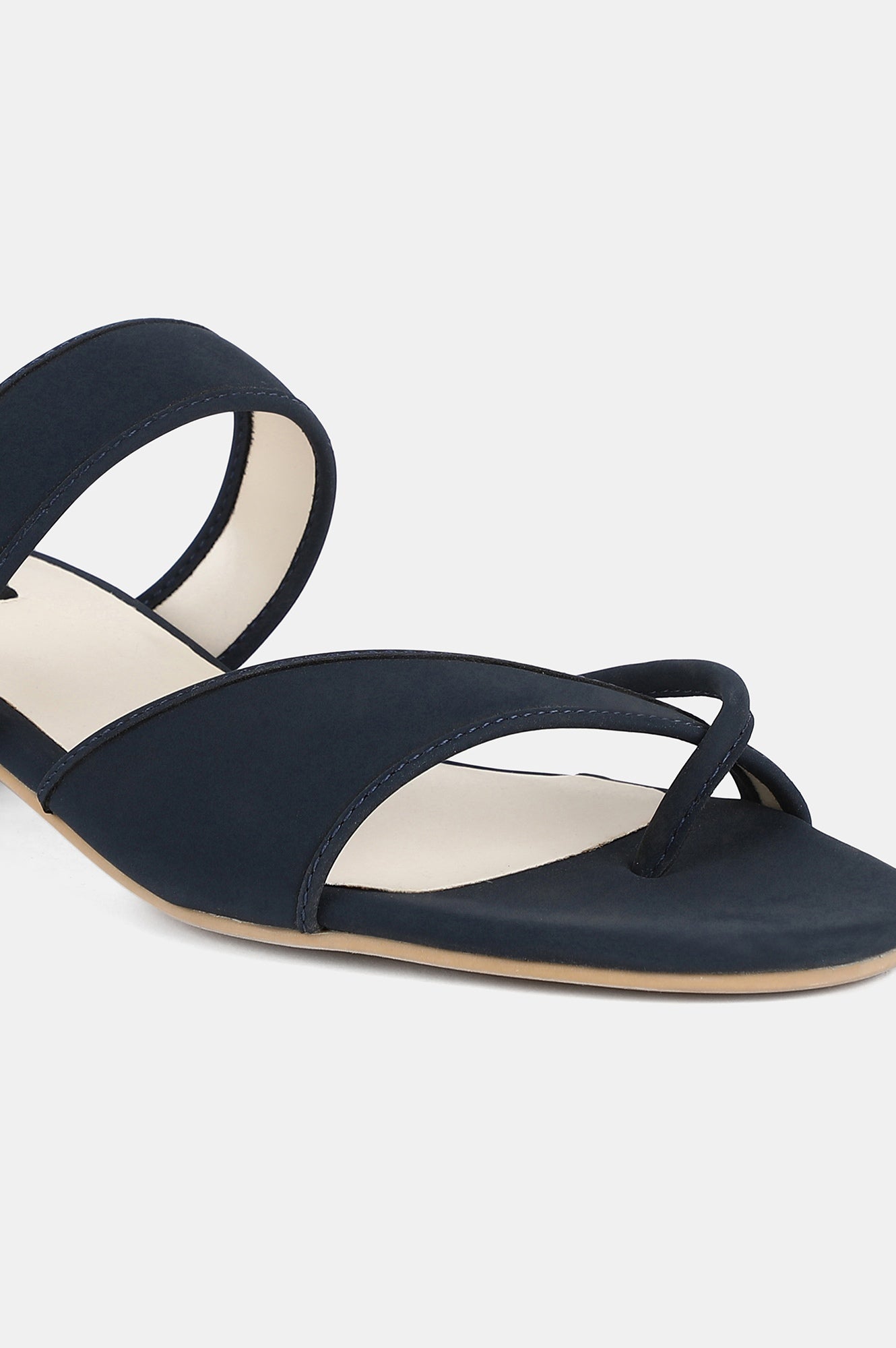 Aurelia Navy Almond Toe Solid Block Heel - ZRegina