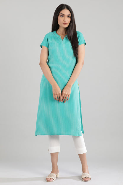 Black Round Neck Yarn- Dyed kurta