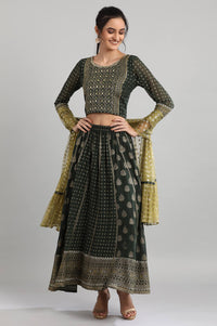 Black Printed &amp; Embroidered Ethnic Set