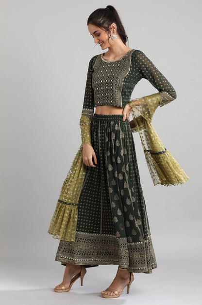 Black Printed &amp; Embroidered Ethnic Set