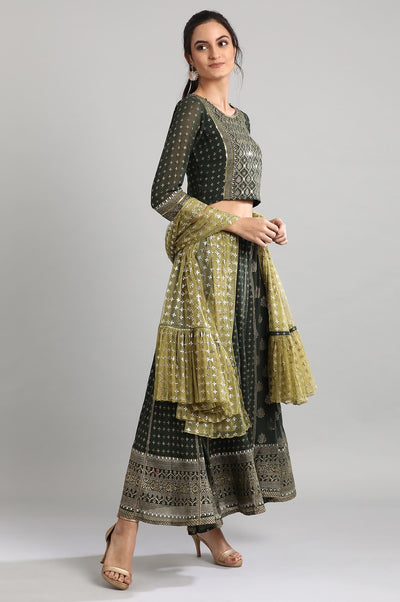 Black Printed & Embroidered Ethnic Set