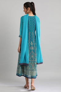 Teal Blue Printed Dress Set