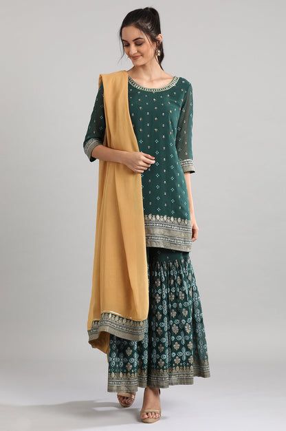 Green Round Neck Embroidery kurta Set