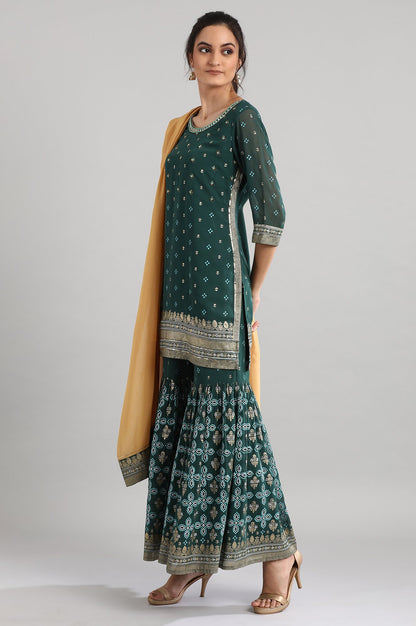 Green Round Neck Embroidery kurta Set