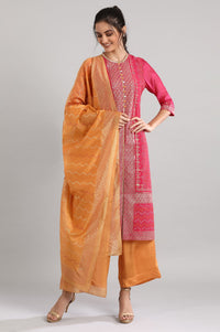 Pink Mandarin Neck Printed kurta Set