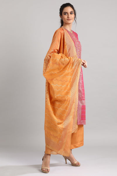 Pink Mandarin Neck Printed kurta Set