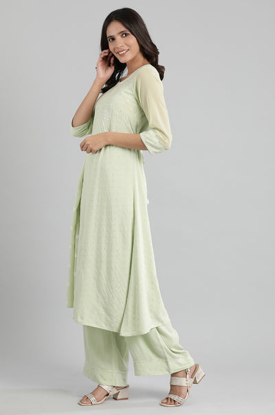 Green Round Neck Embroidery kurta Set